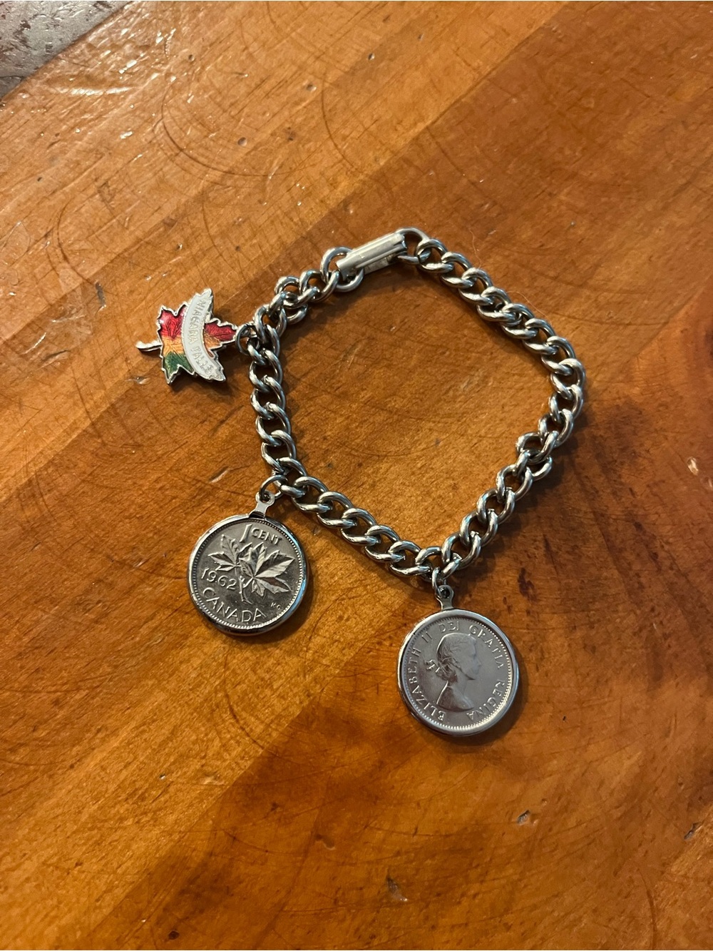 Silver-Tone Canadian Charm Bracelet, Canada/Niagara Falls